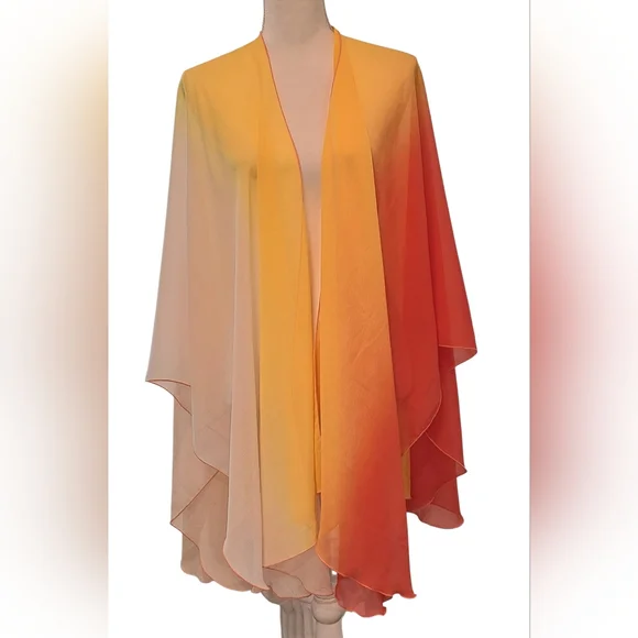 Chico's Sunset Ombre Swim Cover-Up Kimono in Yellow & Orange - Picture 2 of 8